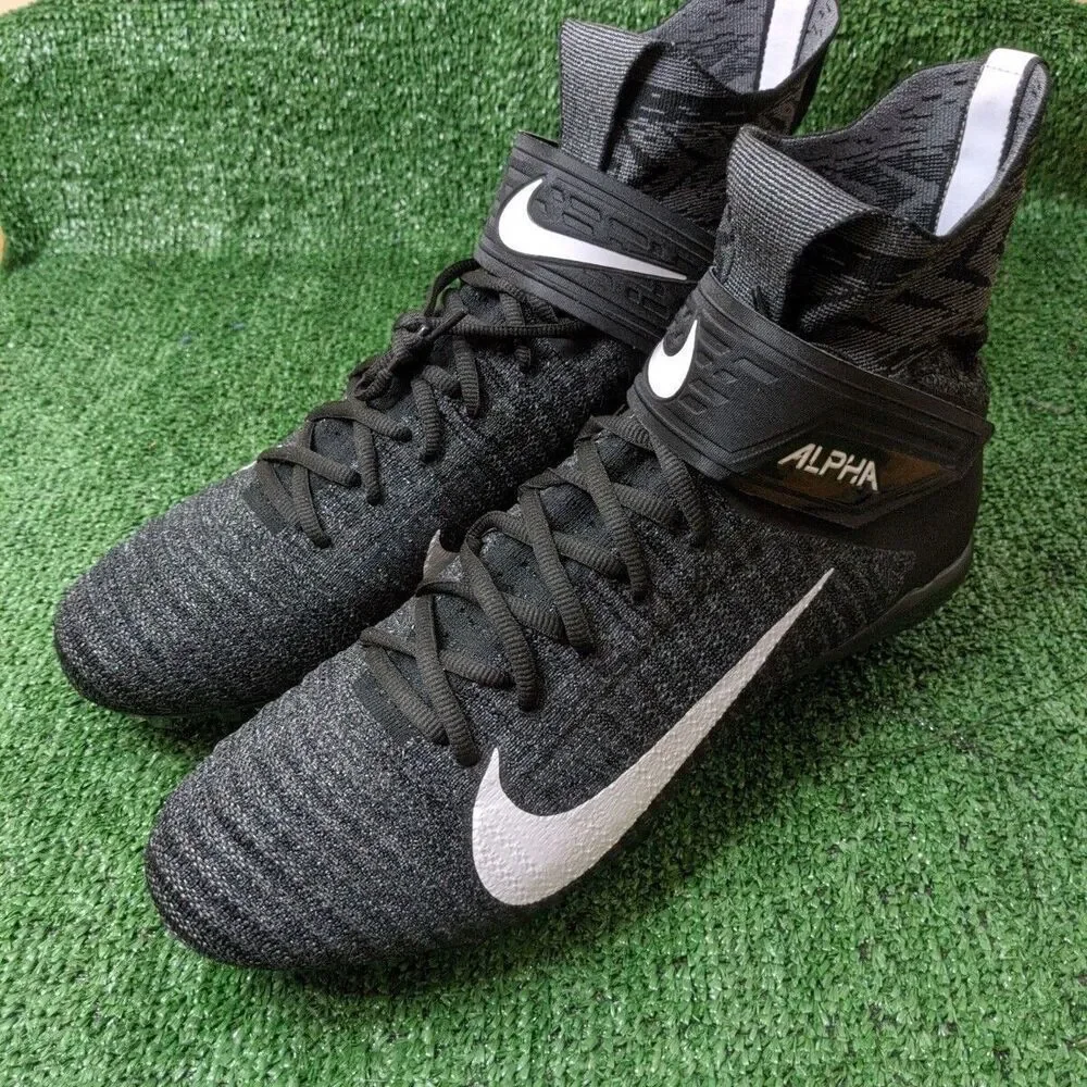 Nike Alpha Menace Elite 2 Flyknit Football Cleats CI1530-001 Black Men's‎ Sz 13